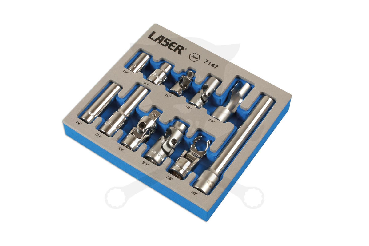 Dugókulcs és adapter készlet 10 mm-es Master készlet 1/4" - 3/8" - Laser - Image 2