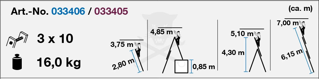 Létra ALU létrafokos sokcélú álló 3x10 fokos - Krause CORDA - Image 2