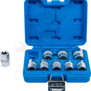 Dugókulcs - crowafej készlet 1/2" belső torx E10-E24 normál h. 9 db-os BGS