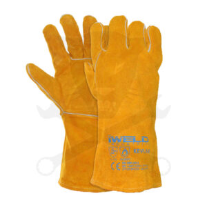Kesztyű hegesztő, hő-lángálló- Sárga, bélelt KEVLAR 14" - IWELD