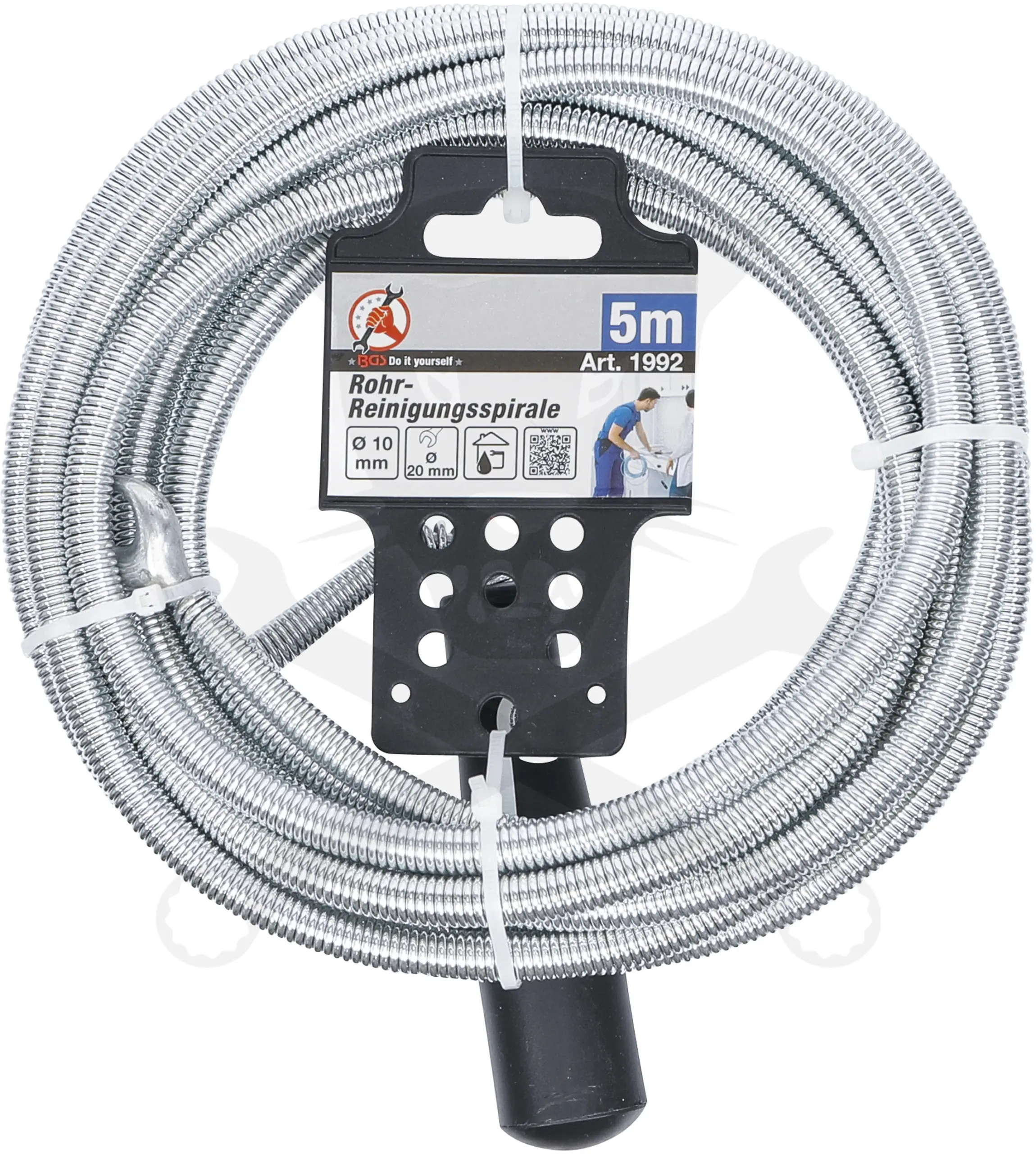 Csőtisztító spirál 5 méter x 10 mm - Fej átmérő: 20 mm - Kraftmann - Image 4