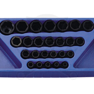 Tálcás Genius dugókulcs, gépi készlet 6 lapú normál 1/2" 25 db-os 1/3