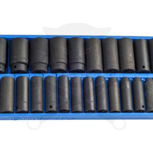 Tálcás Genius dugókulcs, gépi készlet 6 lapú hosszú 1/2" 24 db-os CRV-1/3