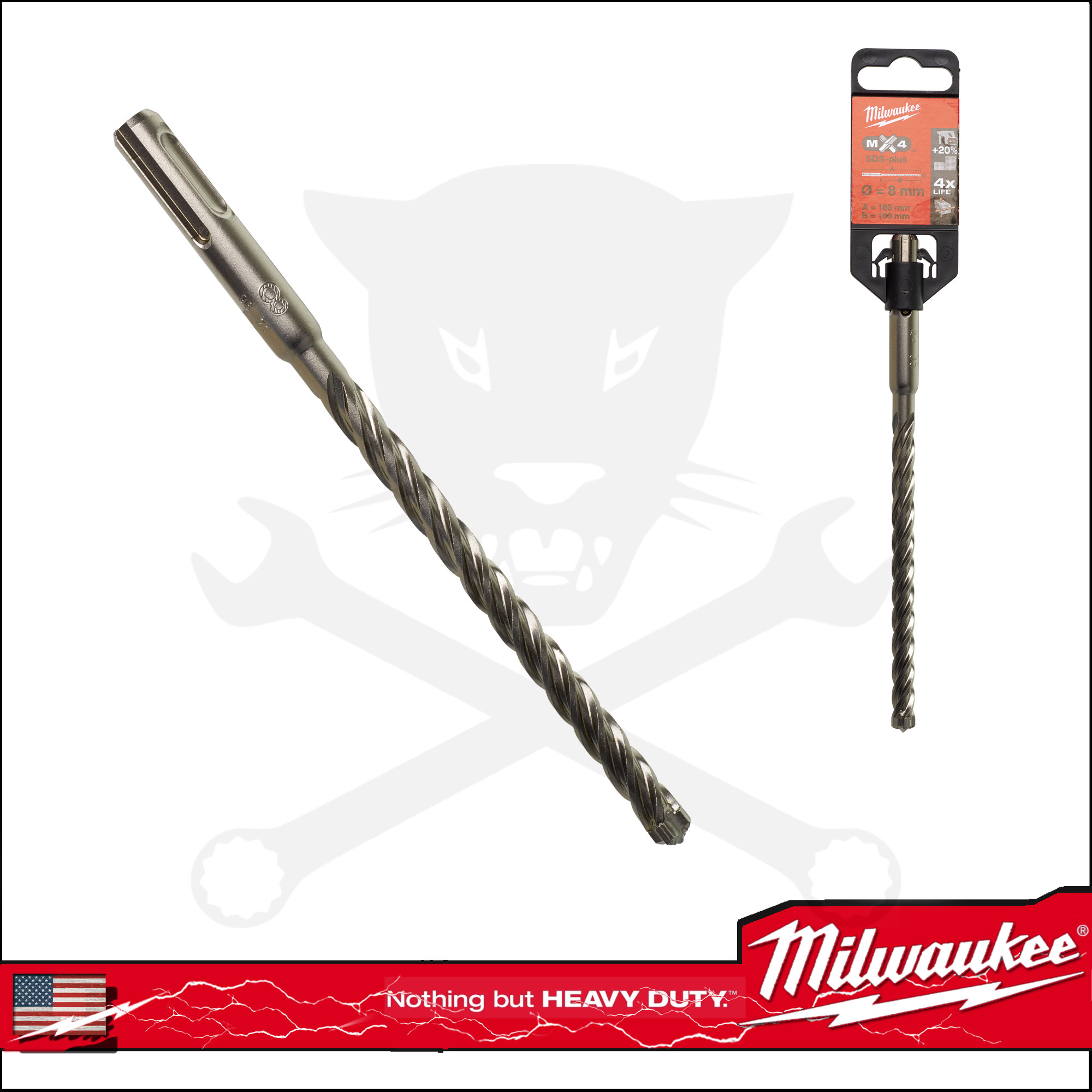 Kőzetfúró 8.0 x 165 mm - négyélű SDS-Plus - MX4 Milwaukee
