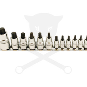 Rátűzőkulcs - crowa+bit készlet 1/4"-3/8"-1/2" 12 db-os RÖVID Torx:T8-T60