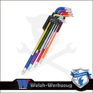 Torxkulcs készlet extra hosszú furatos T10H - T50H - színes 9 r.- Welzh