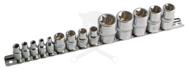 Dugókulcs - crowafej készlet 1/2"-3/8"-1/4" belső torx 14 db-os E4 - E24 - Image 2