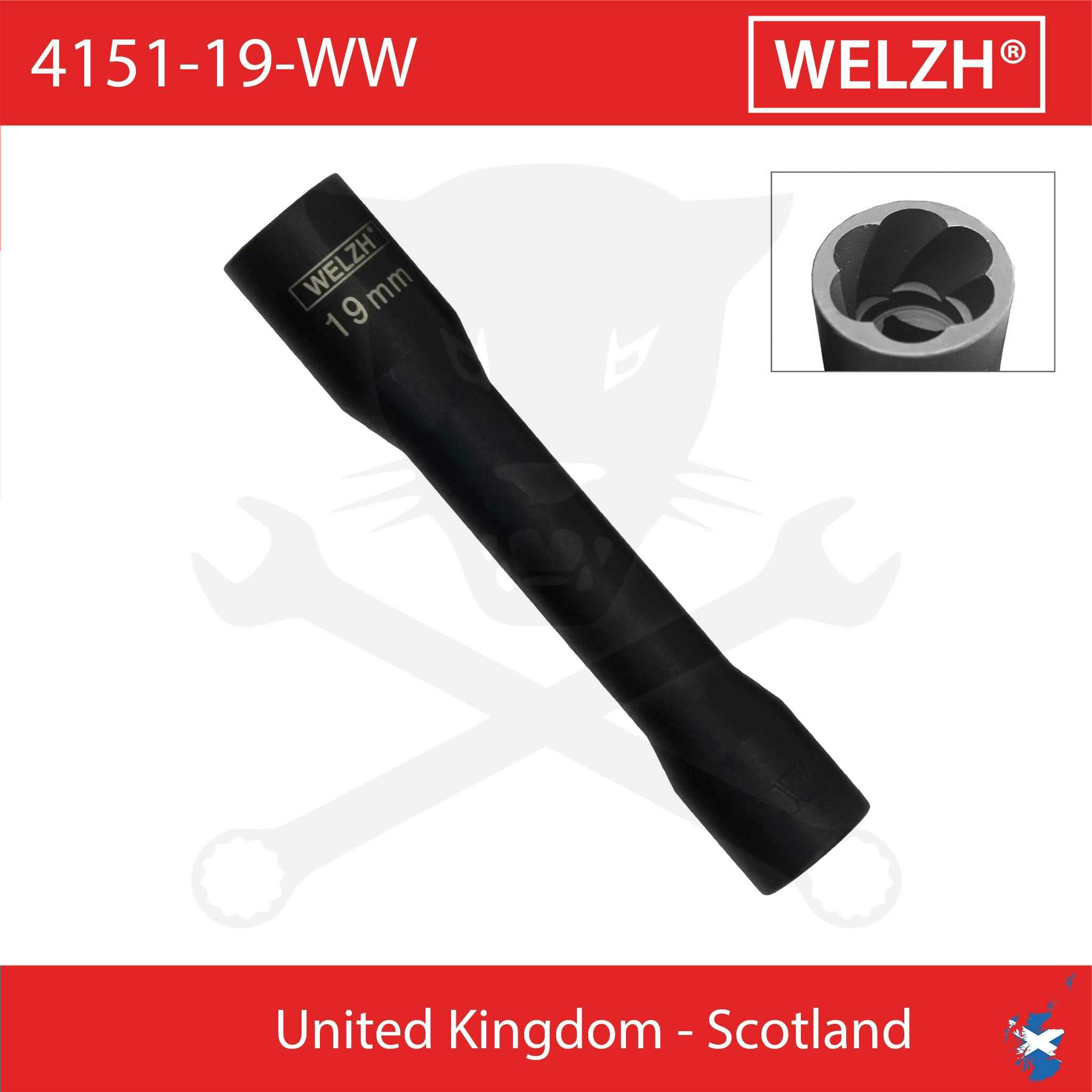 Csavarkiszedő és kerékőr leszedő kulcs 1/2" hosszú 19 mm