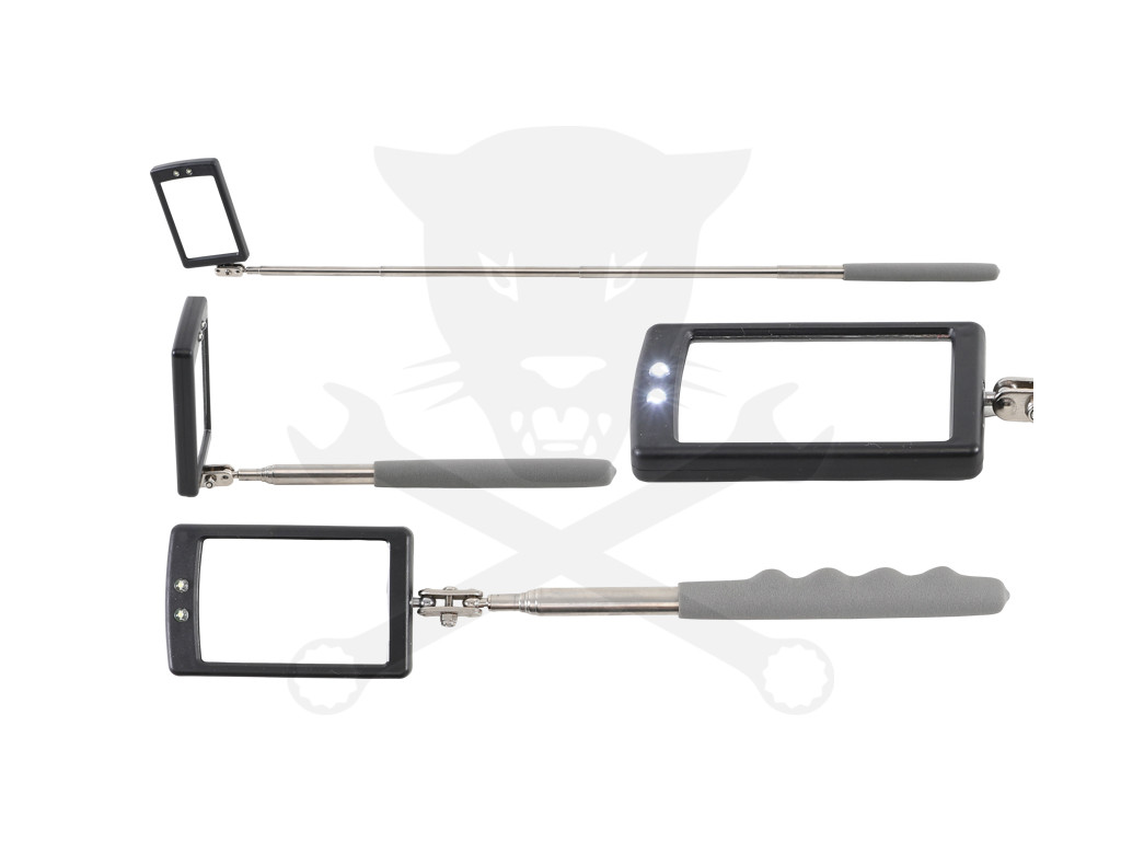 Tükör 41x64 mm teleszkópos 290-876 mm beépített 2 db LED világítás