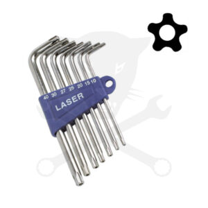 Torxkulcs, furatos "L" alakú készlet ÖTÁGÚ TPX10-TPX40 LYUKAS 7 db-os