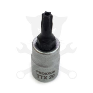 Rátűzőkulcs - crowa+bit 1/4" torx, furatos T20 Proxxon