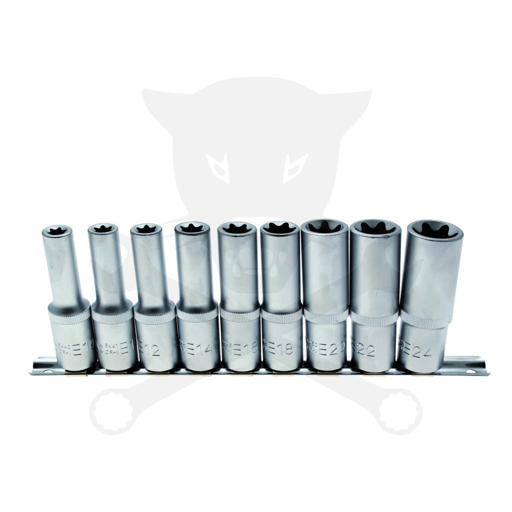 Dugókulcs - crowafej készlet 1/2" belső torx E10-E24 hosszított 9 db-os BGS