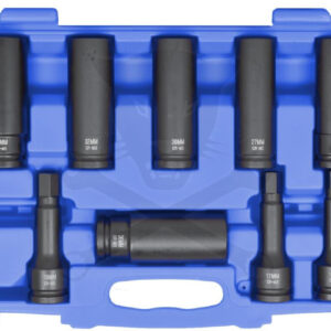 Légkulcsfej készlet 3/4"  9 db 24-36 mm+H14-17-19 metrikus hosszú 12 l.