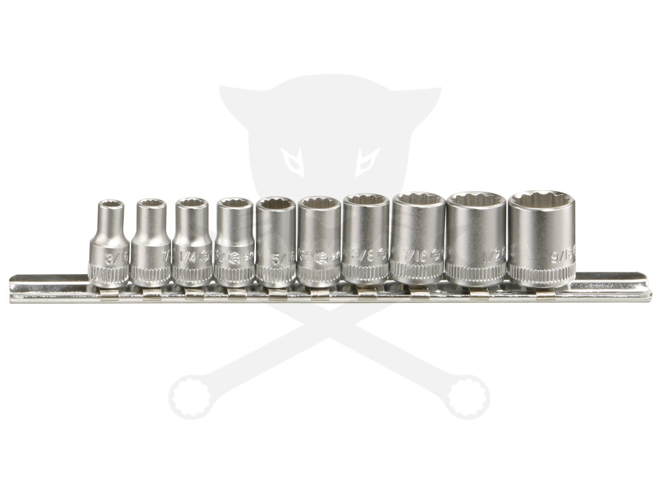 Dugókulcs - crowafej készlet 1/4" 12 szögű COLOS rövid 10 db-os Genius