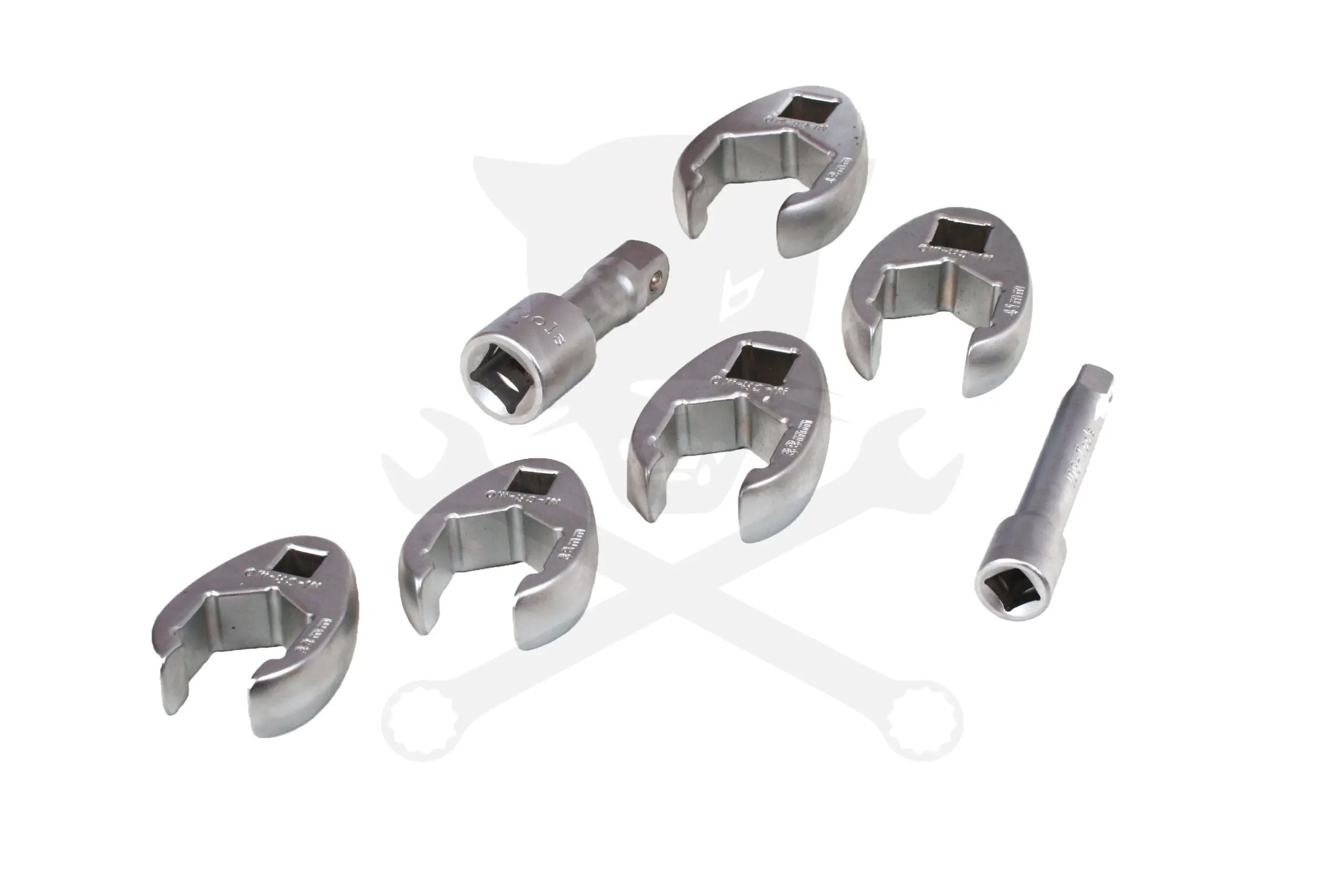 Villáskulcs adapter készlet nyitott 1/2"-3/4" 6+2 db: 33-50 mm "Crowfoot" - Image 2