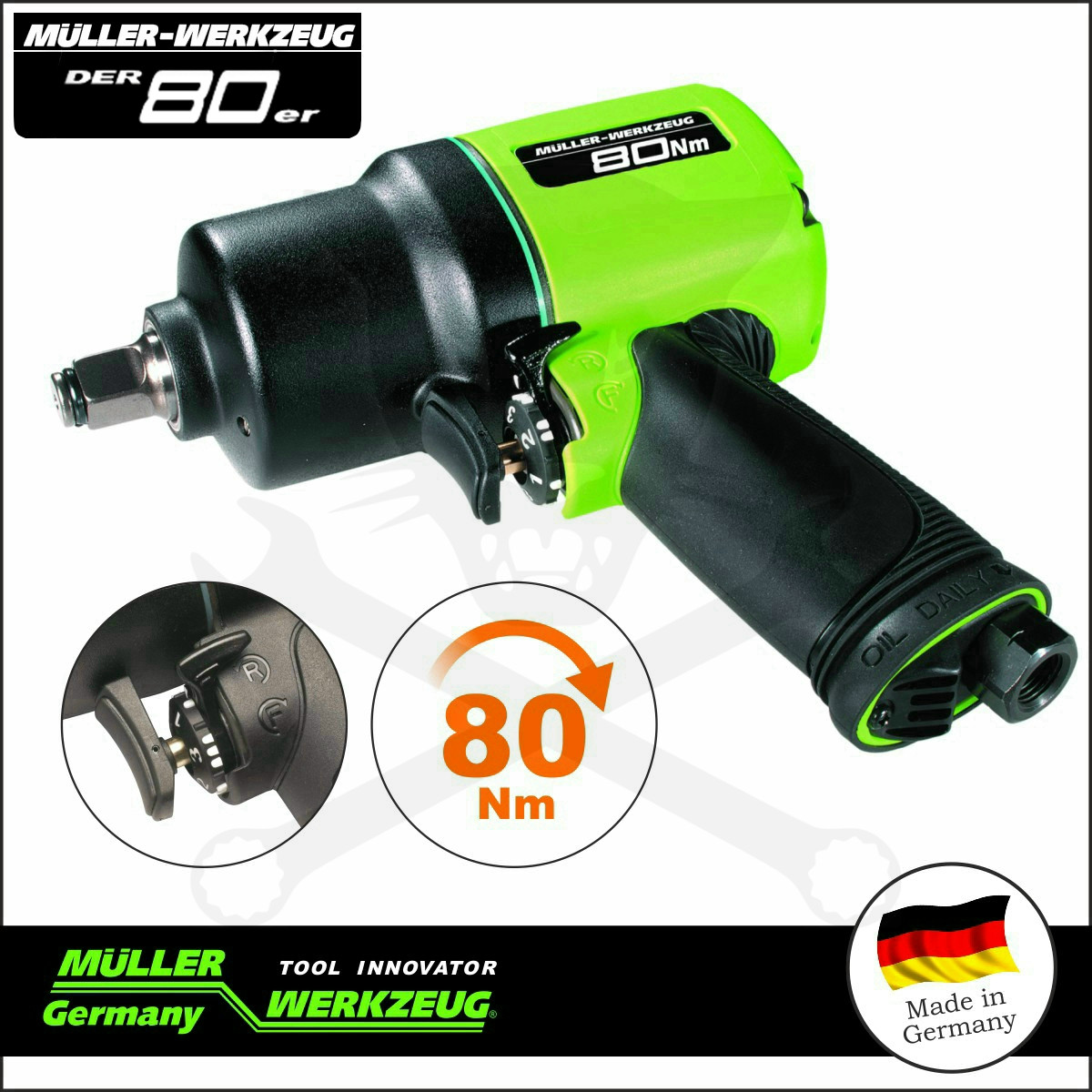 Légkulcs 1/2" 1600 Nm Lazítás, CSAK 80 Nm MEGHÚZÁS -MÜLLER(MLR-EQ-294 114/80er)