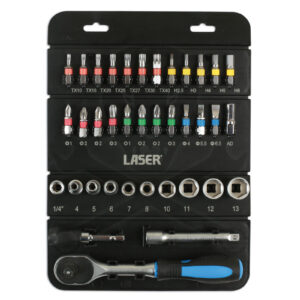 Dugókulcs és bit készlet 37 darabos 1/4" - Laser Tools