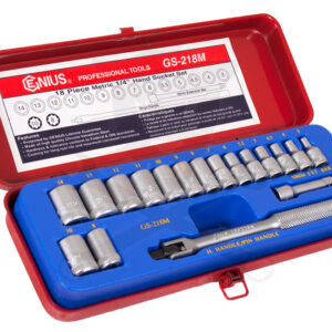 Dugókulcs készlet 1/4" 6 és 8 lap metrikus 18 db-os Genius