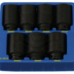 Tálcás Genius dugókulcs, gépi készlet 6 lapú hosszú 1/2" 7 db-os 30-38mm