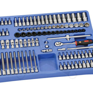Tálcás Genius dugókulcs + rátűzőkulcs készlet 3/8" 106 db-os 1/1