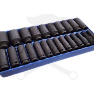 Tálcás Genius dugókulcs, gépi készlet 6 lapú hosszú 1/2" 24 db-os CRM-1/3