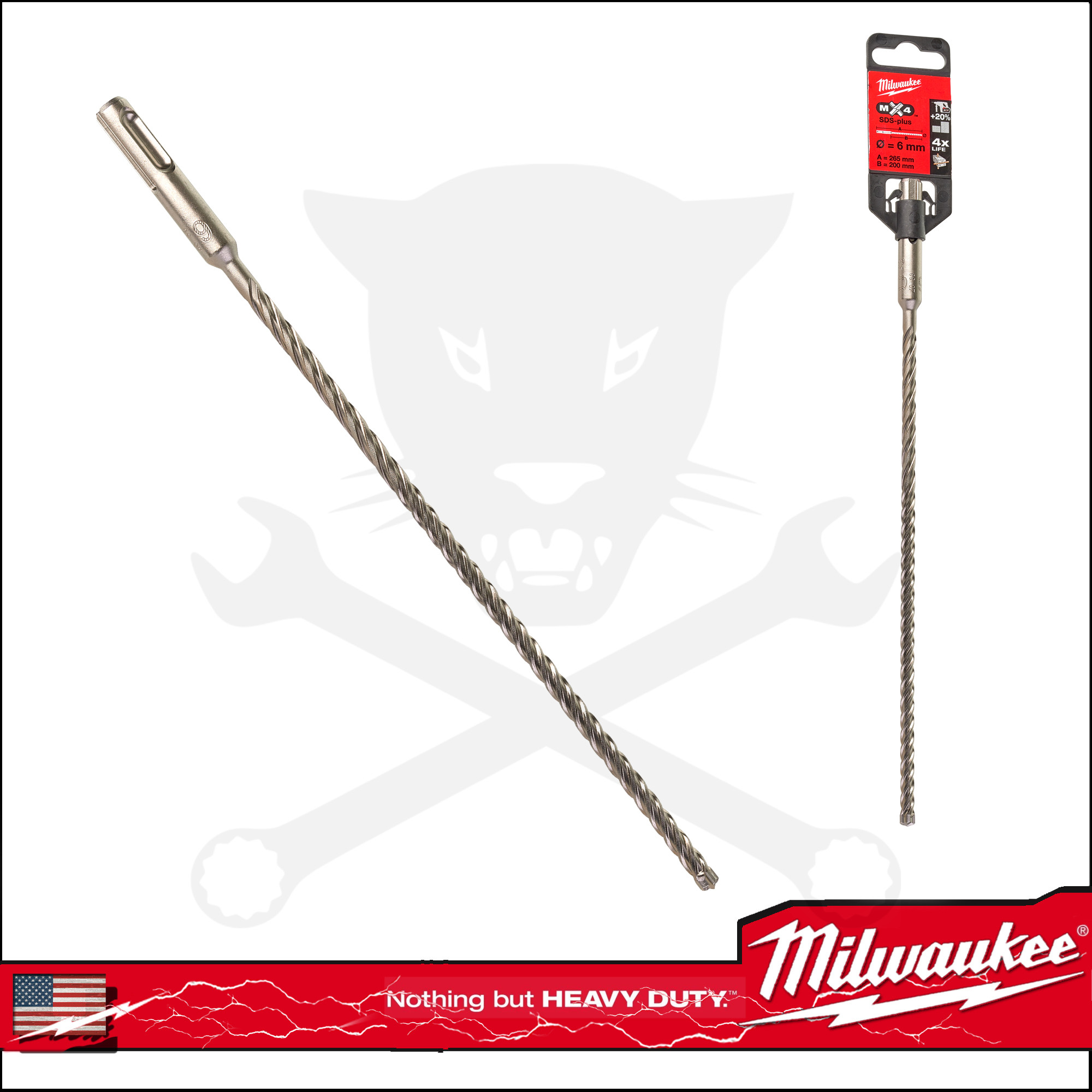 Kőzetfúró 6.0 x 265 mm - négyélű SDS-Plus - MX4 Milwaukee