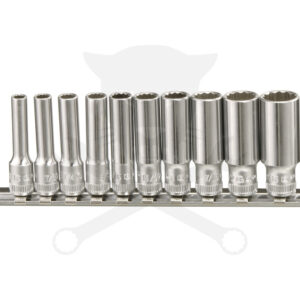 Dugókulcs - crowafej készlet 1/4" 12 szögű COLOS hosszított 10 db Genius