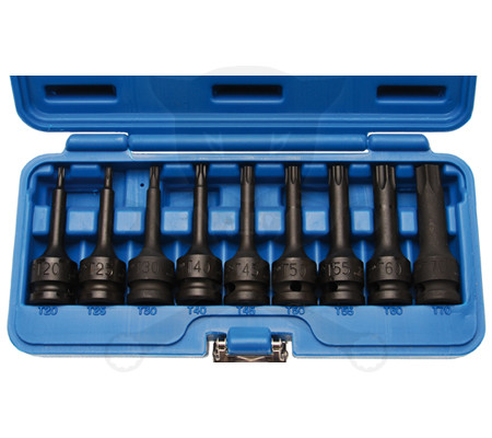 Légkulcsfej Torx készlet 9 db-os T20-T25-T30-T40-T45-T50-T55-T60-T70