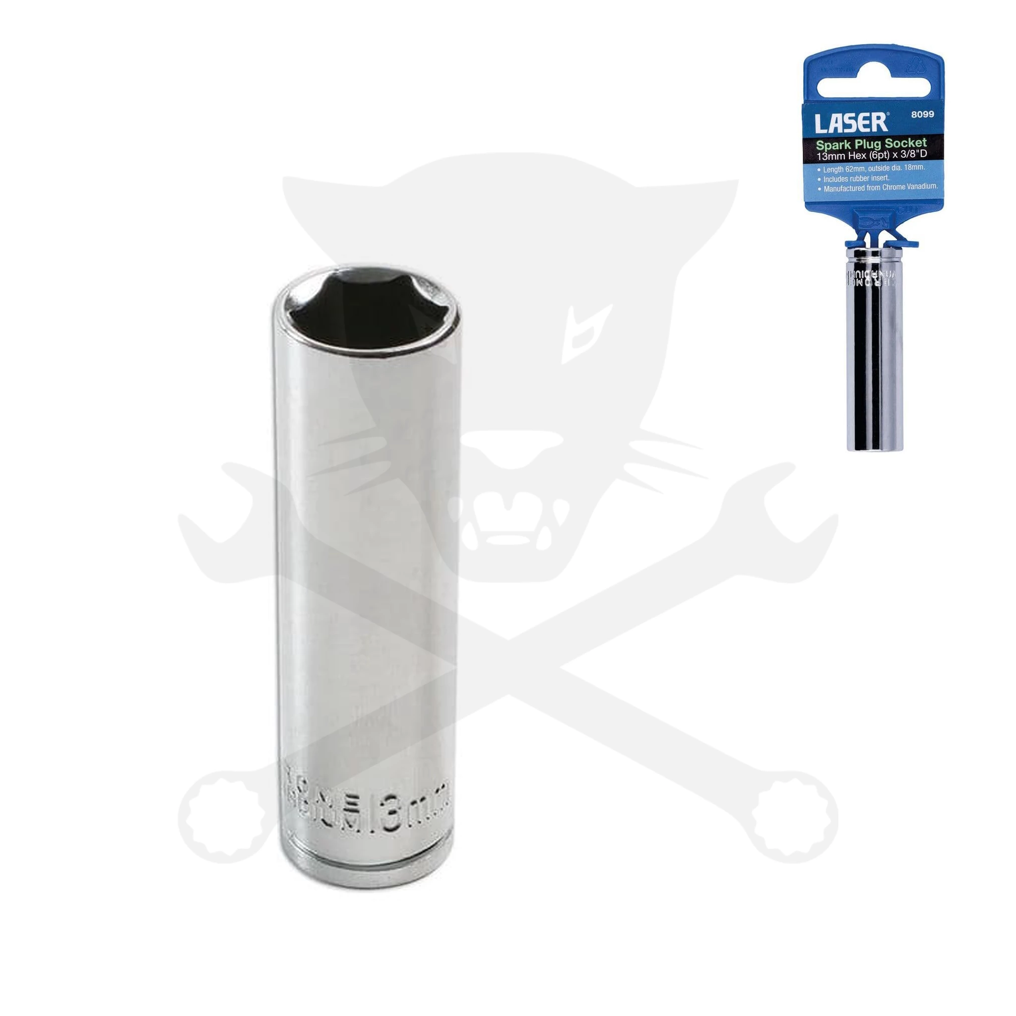 Gyertyakulcs 13 mm gumibetétes 3/8" 6 lapú 62 mm - NGK és Denso - M8