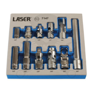 Dugókulcs és adapter készlet 10 mm-es Master készlet 1/4" - 3/8" - Laser
