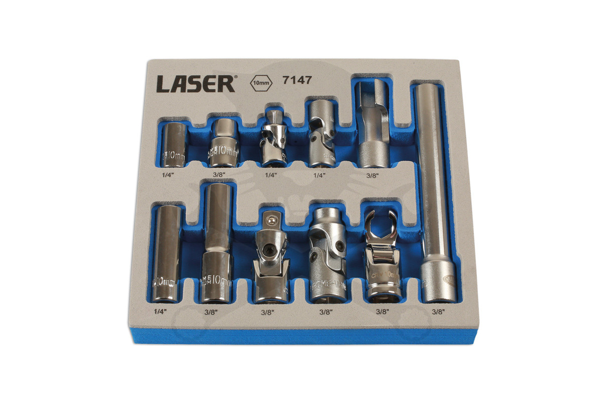 Dugókulcs és adapter készlet 10 mm-es Master készlet 1/4" - 3/8" - Laser