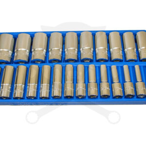 Tálcás Genius dugókulcs készlet 6 lapú hosszú 1/2" 24 db-os - 1/3
