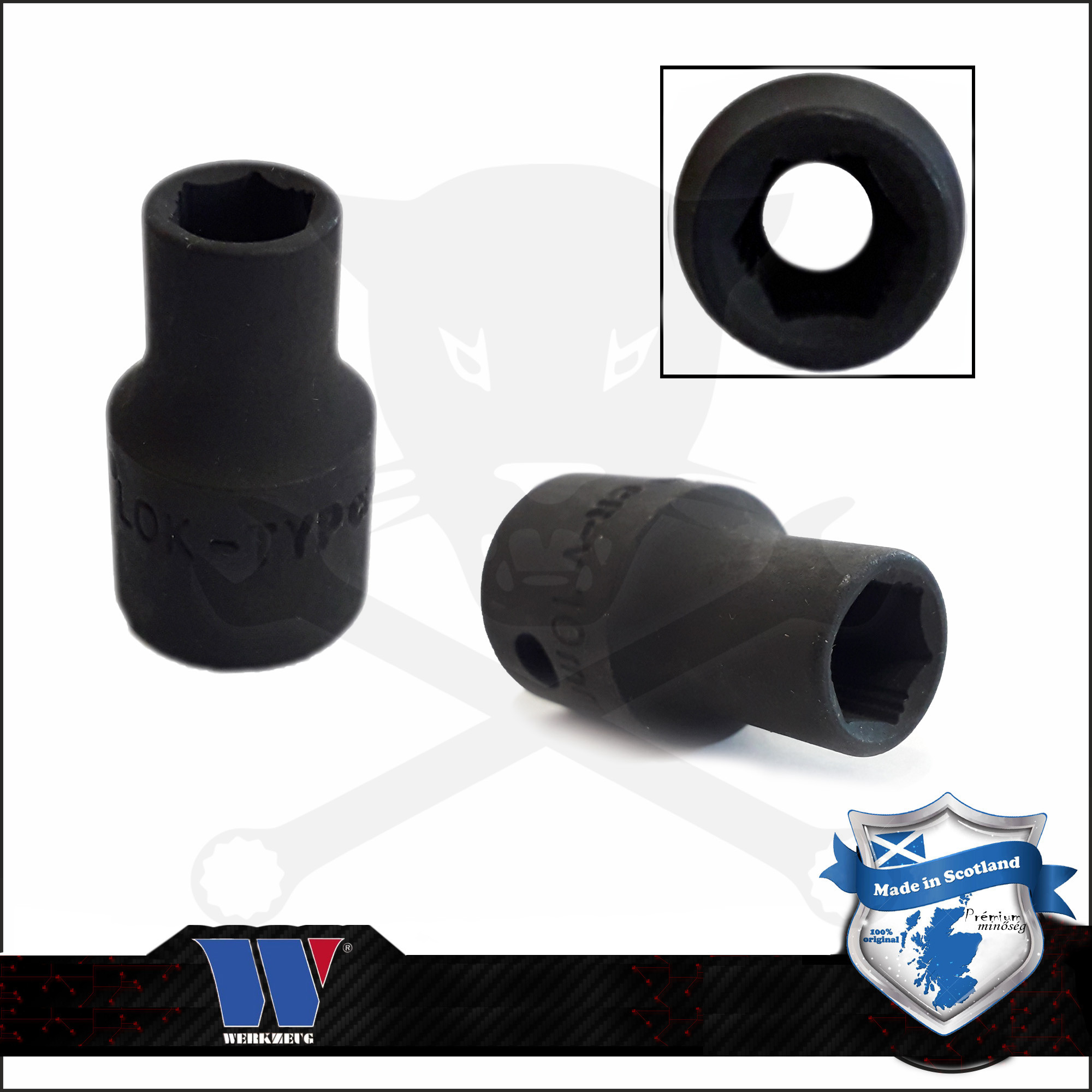 Lok-Typ Légkulcsfej - gépifej 1/2" 11 mm 6 lap alacsony - Welzh