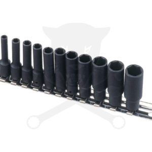 Légkulcsfej készlet 6 lapú 1/4" 11 db-os 4-13 mm metrikus hosszított
