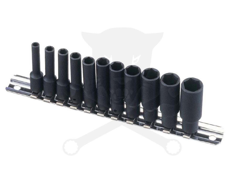 Légkulcsfej készlet 6 lapú 1/4" 11 db-os 4-13 mm metrikus hosszított