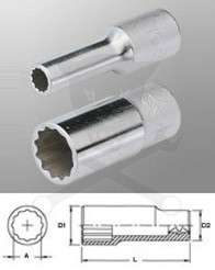 Dugókulcs - crowafej 1/2" 12 szög hosszú 26 mm Genius
