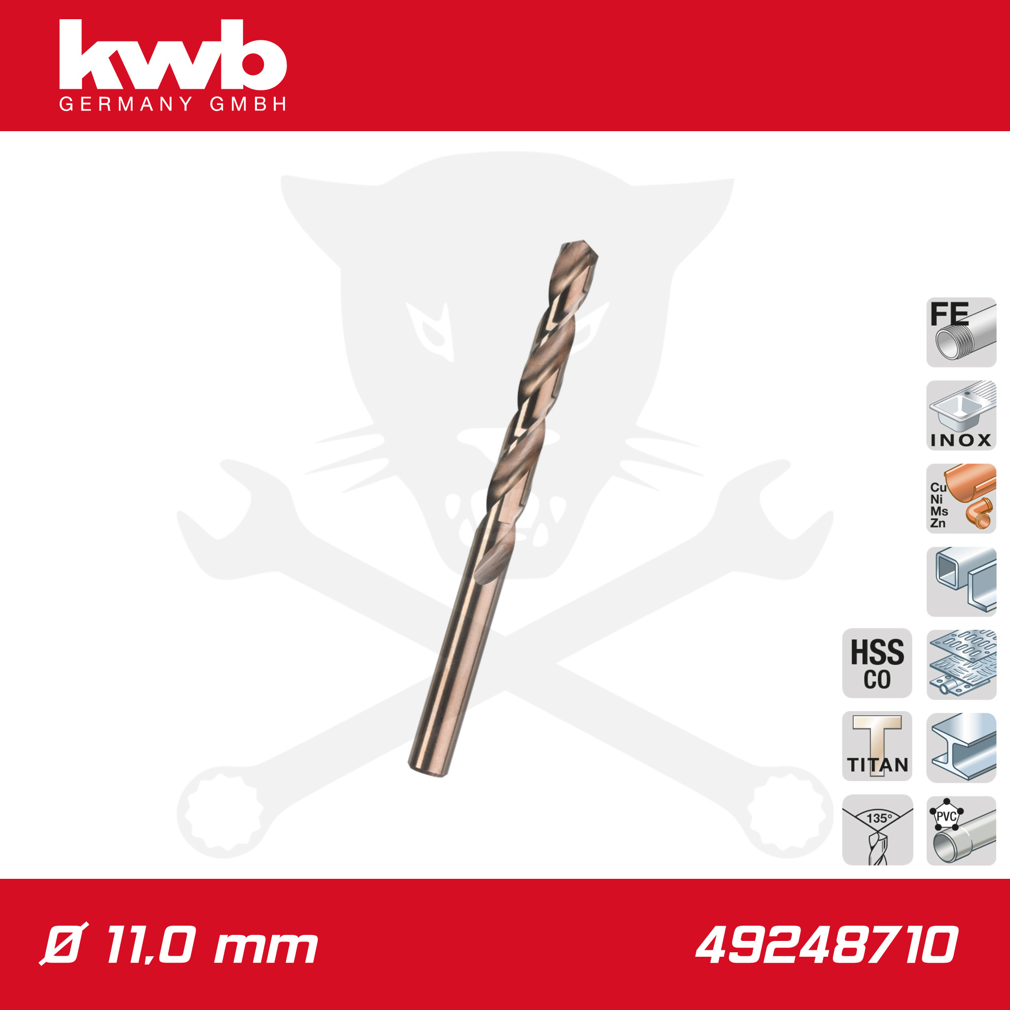 Csigafúró 11,0 mm HSS-G Co5 DIN 338 Profi 5% Cobalt - KWB