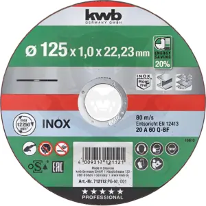 Vágókorong 125 x 1.0 x 22,23 mm - AKKU-TOP Energy Saving - KWB