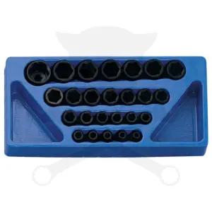 Tálcás Genius dugókulcs, gépi készlet 6 lapú normál 1/2" 25 db-os 1/3