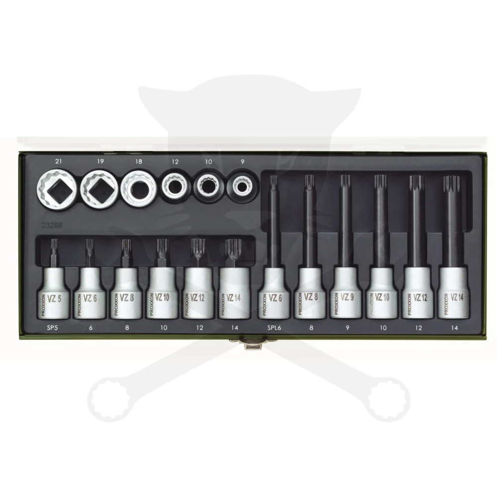 Rátűzőkulcs - crowa+bit 1/2" XZN - készlet 18 db-os - Proxxon