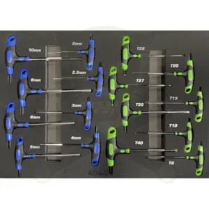 Tálcás SP Tools "M" T-fogós imbusz, torx készlet 14 db-os