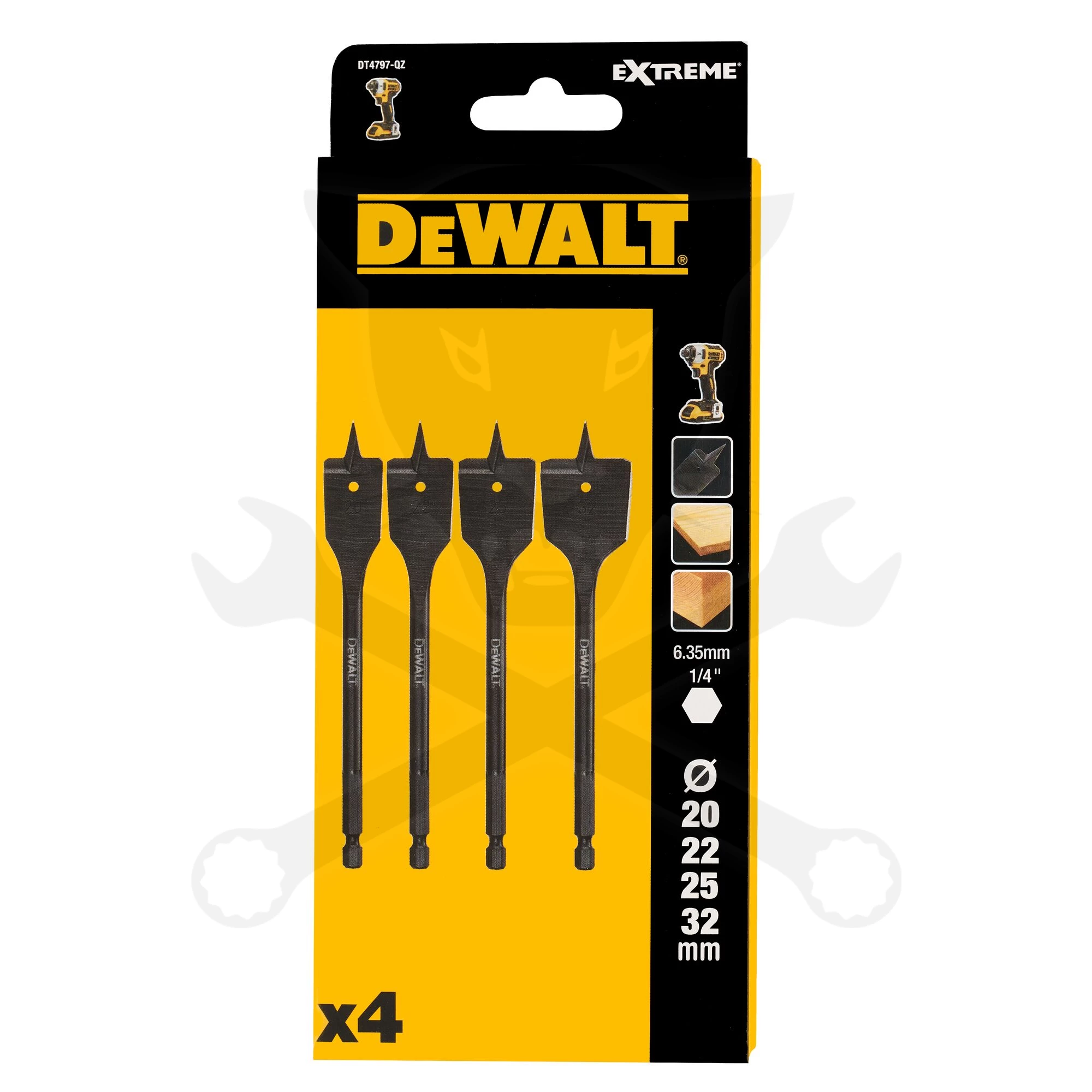 Fafúrószár készlet 4 db-os 20.0 - 32.0 mm - DeWalt - Image 2