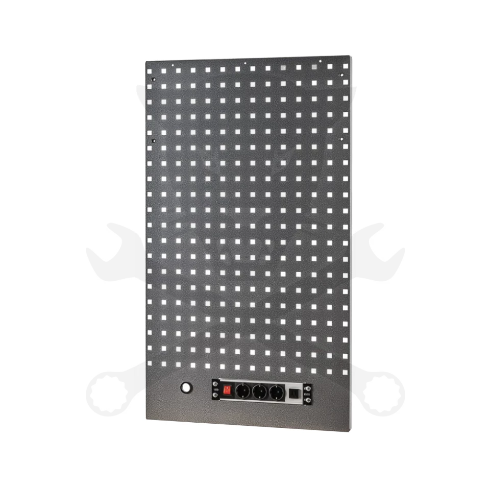 Műhelybútor SP SERIES Felső rész: Perforált Hátfal +230V+USB-A -Szürke