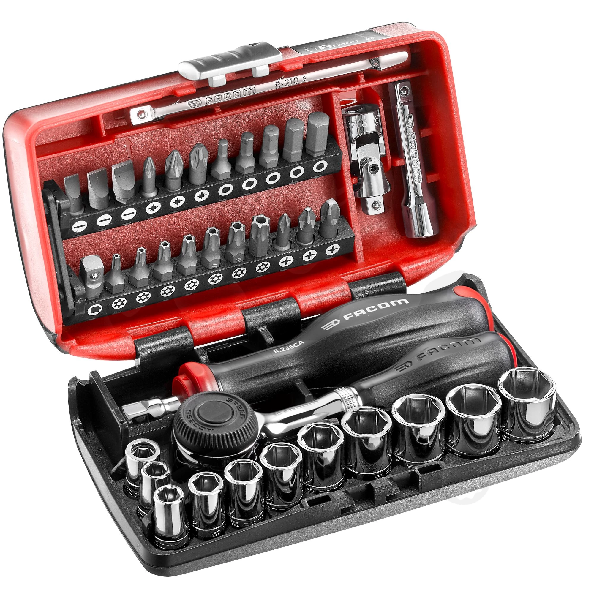 Dugókulcs és bithegy készlet 1/4" 38 részes - Facom