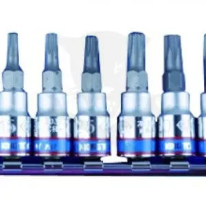 Rátűzőkulcs - crowa+bit 1/4" torx, furatos, T10-T40 készlet - KingTony