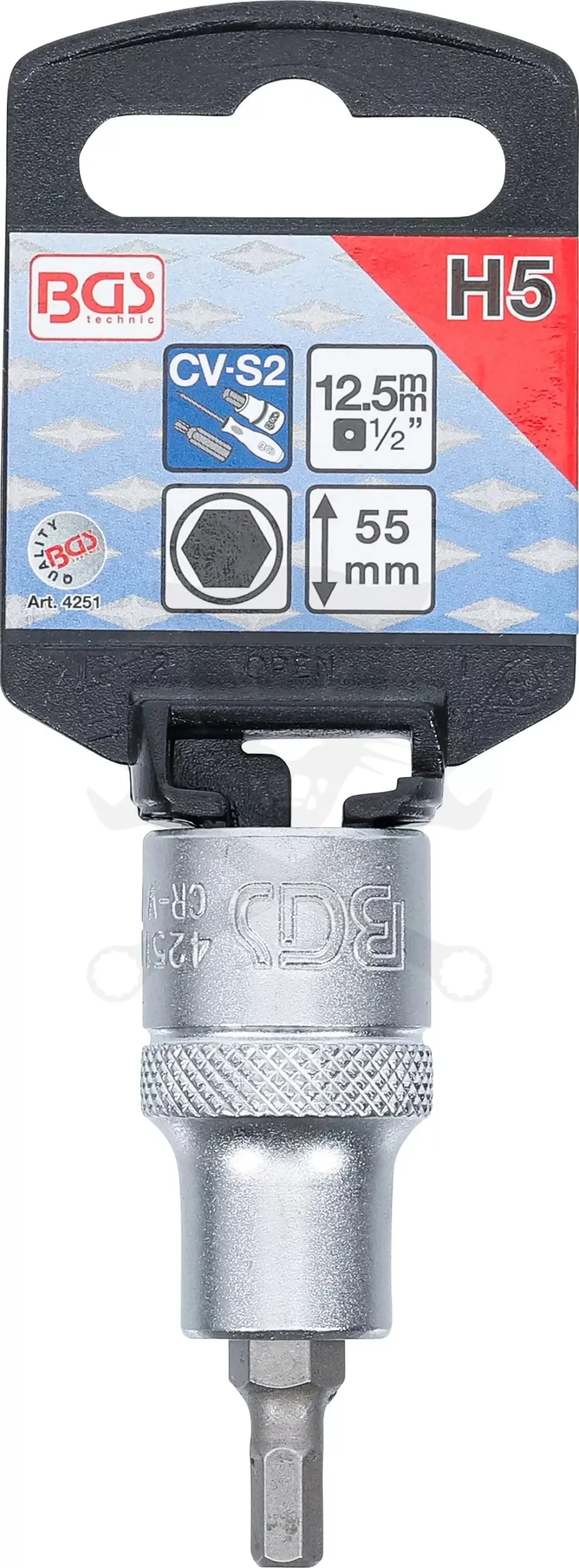 Rátűzőkulcs - crowa+bit 1/2" imbusz 5 mm x 53 mm - BGS - Image 2