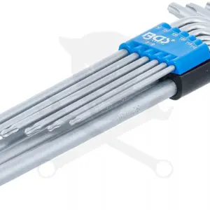 Torxkulcs "L" alakú készlet 09 db-os T10-T50 gömbvégű hosszított - BGS