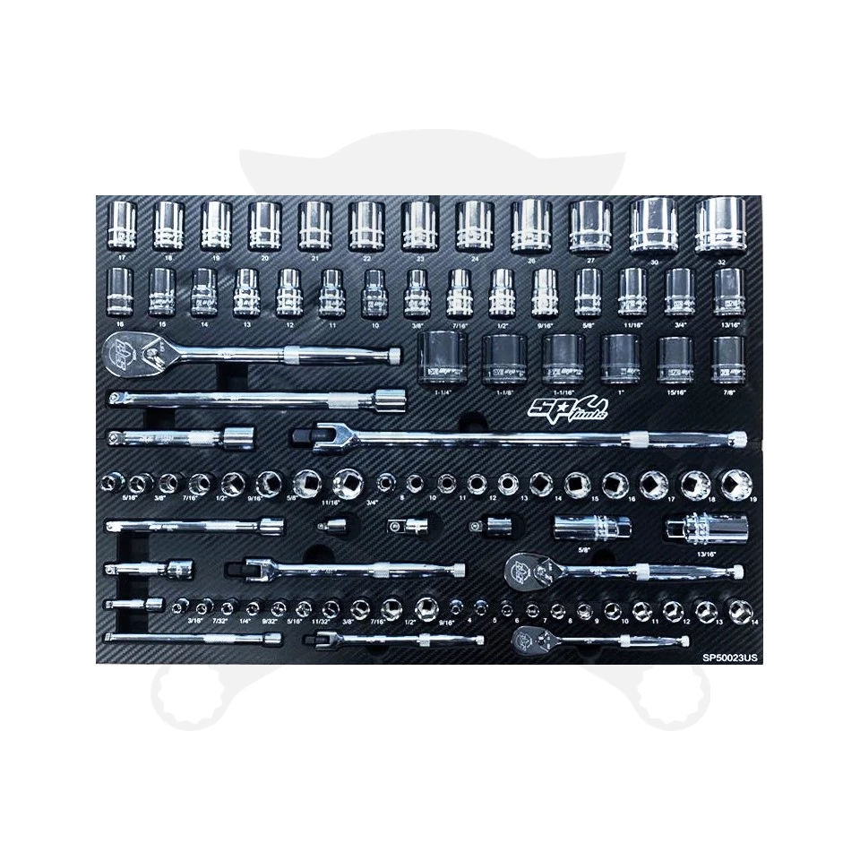 Tálcás SP Tools "M" Dugókulcs készlet 1/4-3/8-1/2" 86 db-os metr.+COLOS