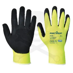 Kesztyű - szerelőkesztyű - Latexhab tenyér Fluo-Sárga  6 / XS