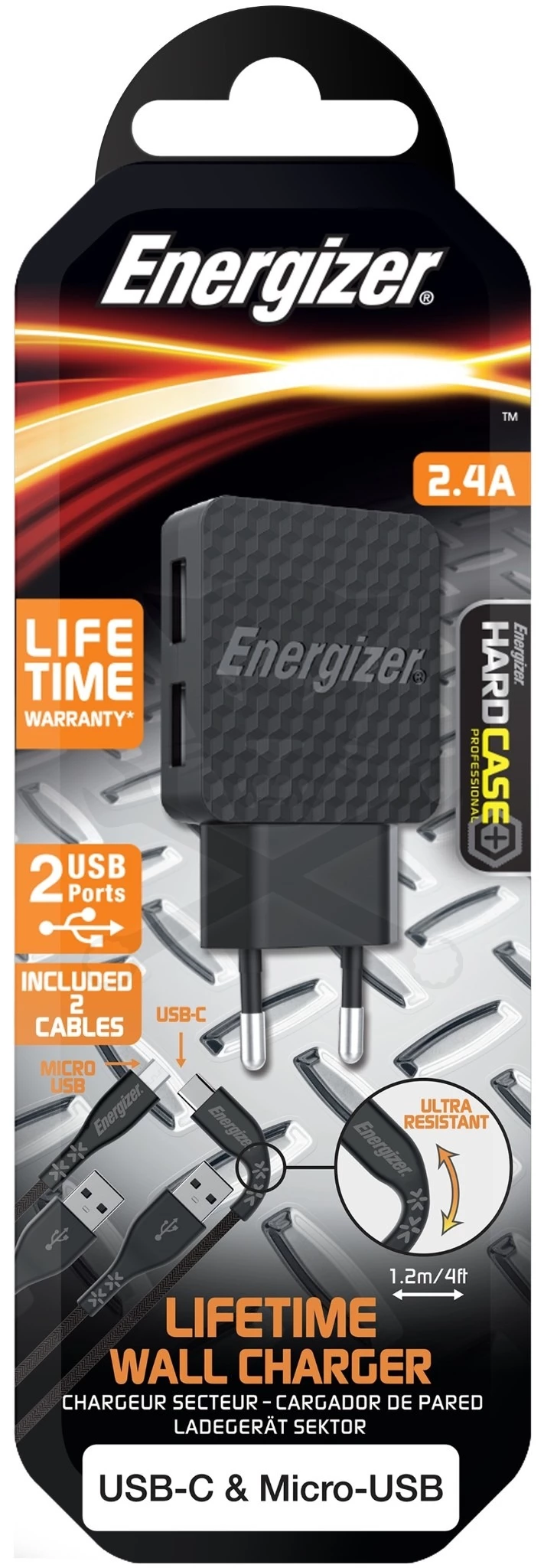 Hálózati USB töltő adapter 230V - 5V 2.4A + USB C + Micro kábelek - Image 2